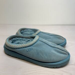 UGG Tasman Slippers Moccasins Light Blue Womens 10 Sheepskin Suede Shearling